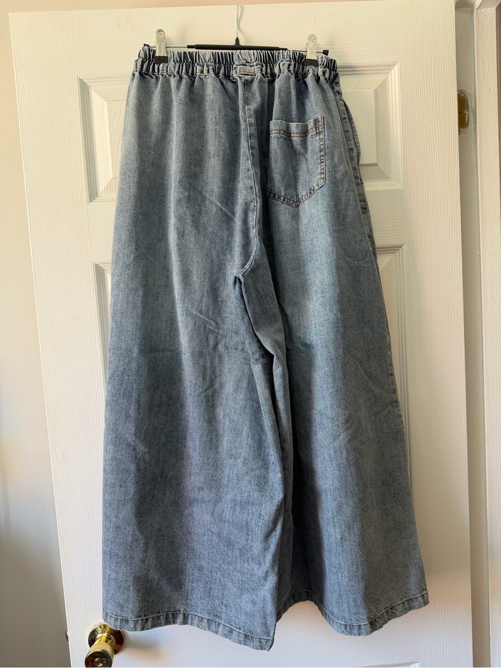 Wide Denim Drawstring Pants - Picture 4 of 5